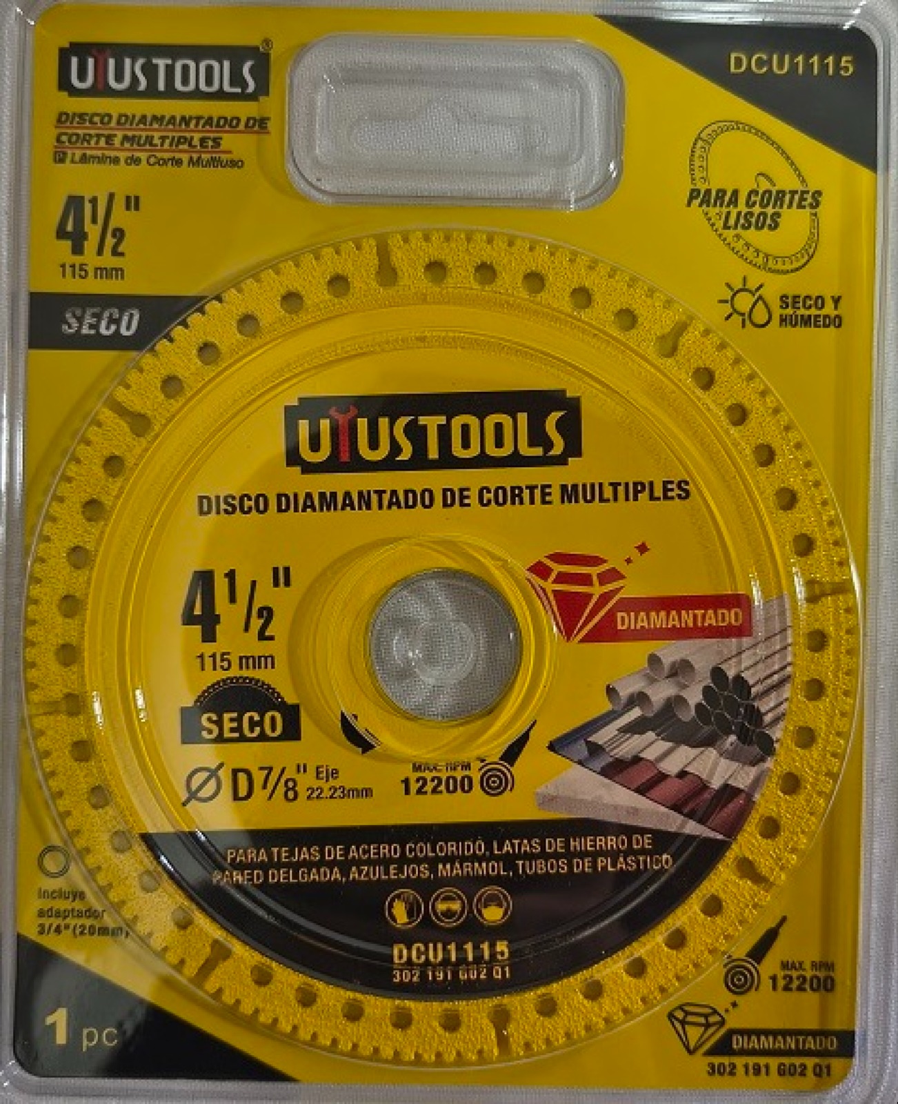 DISCO DIAMANTADO CORTE MÚLTIPLE  4½"