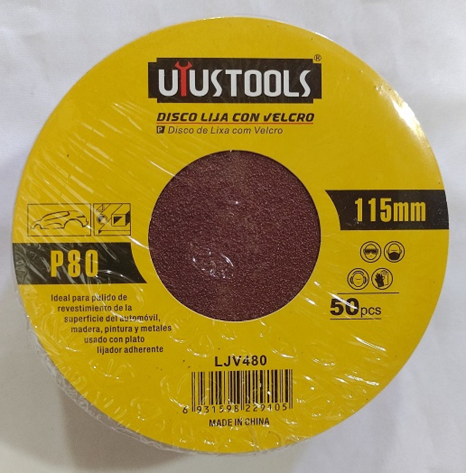 DISCO LIJA CON VELCRO 4½"- 50 PIEZAS # 80